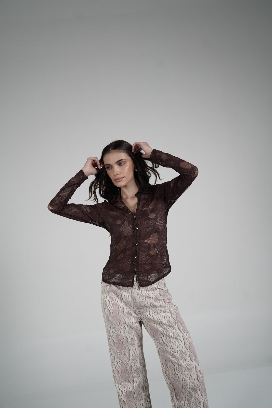 Lace Blouse (Brown)