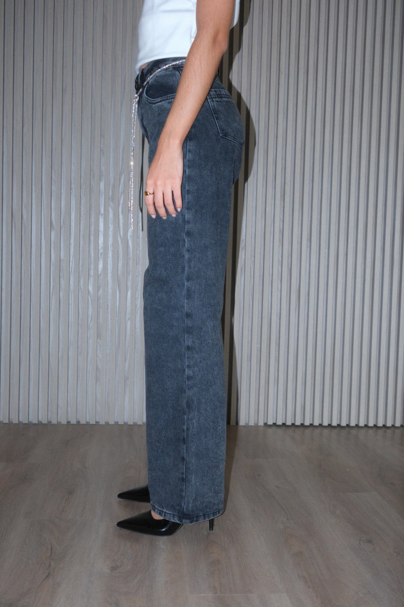 Gray Jeans Sparkling Belt