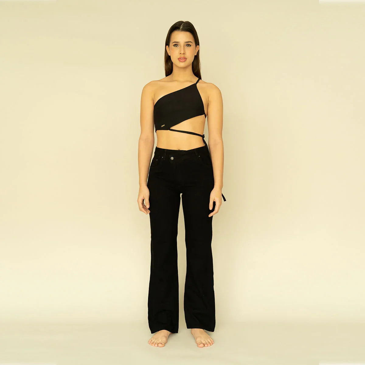 Black Criss-Cross Jeans