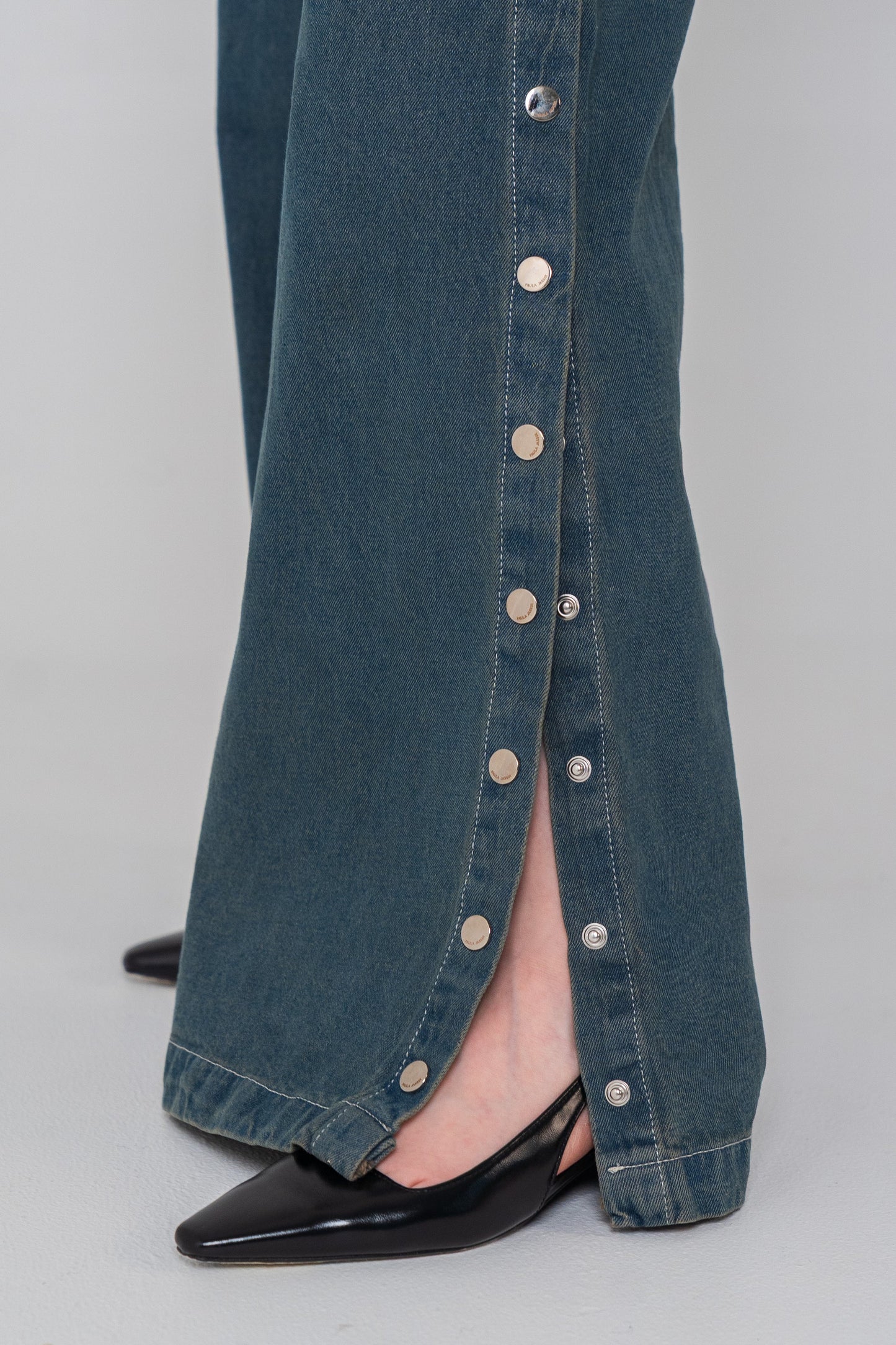 Blue Side Buttons Jeans