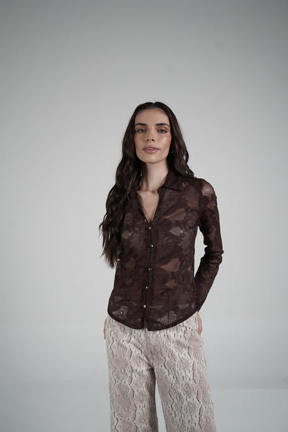 Lace Blouse (Brown)