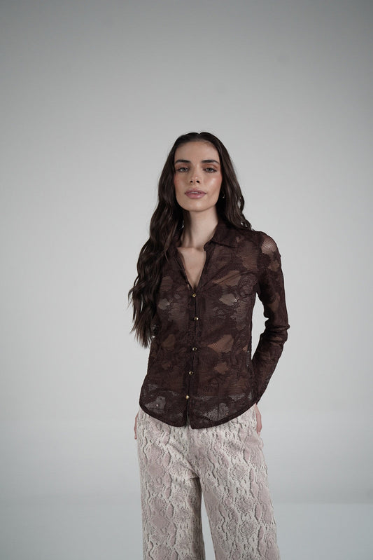 Lace Blouse (Brown)