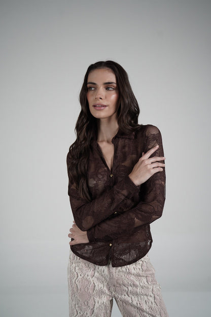 Lace Blouse (Brown)