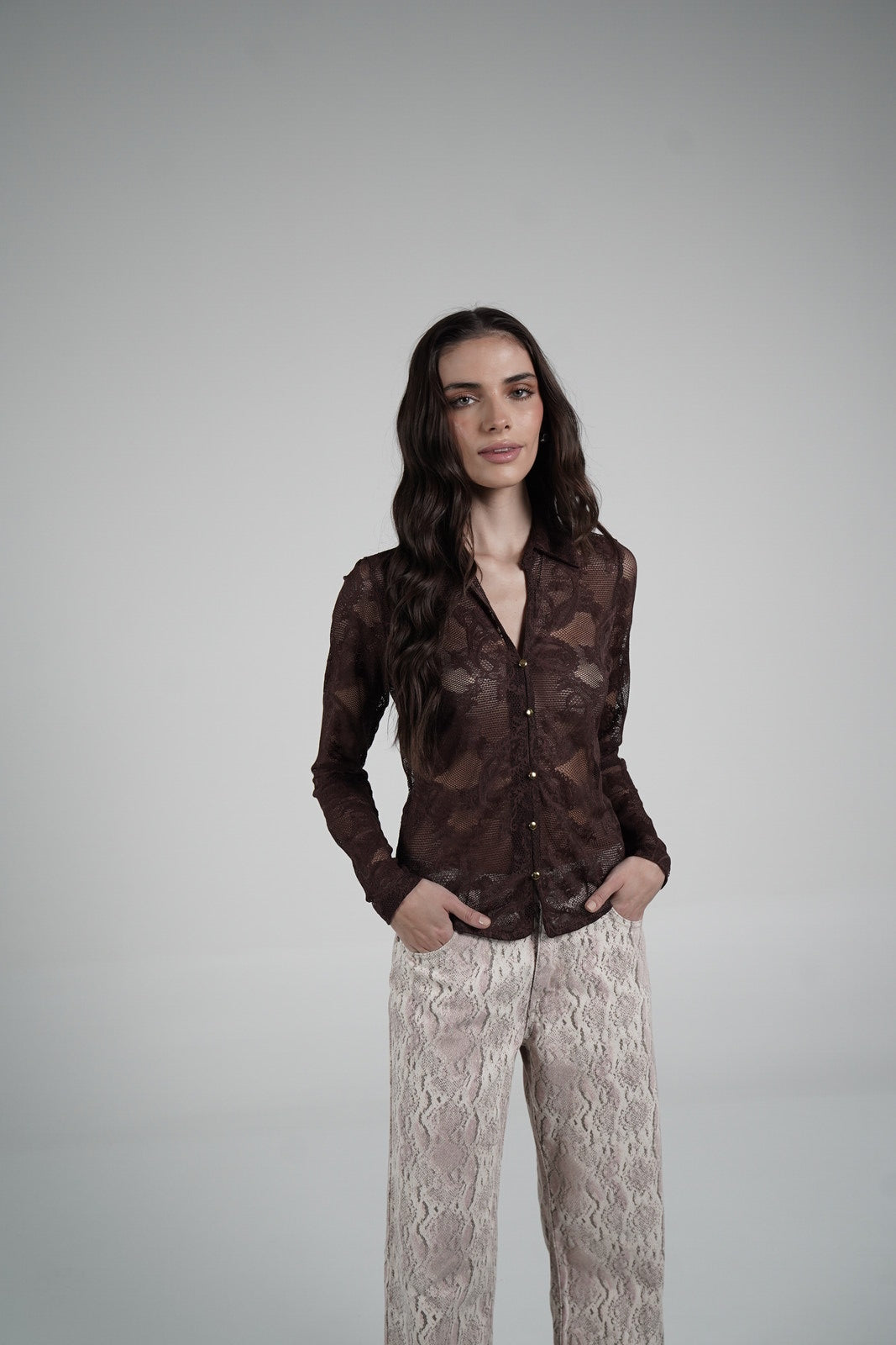 Lace Blouse (Brown)