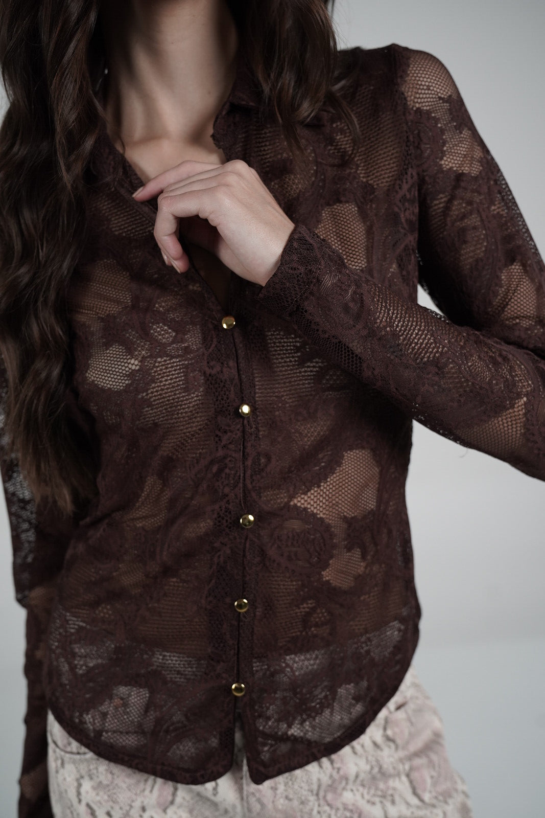 Lace Blouse (Brown)