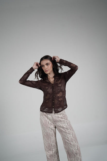 Lace Blouse (Brown)
