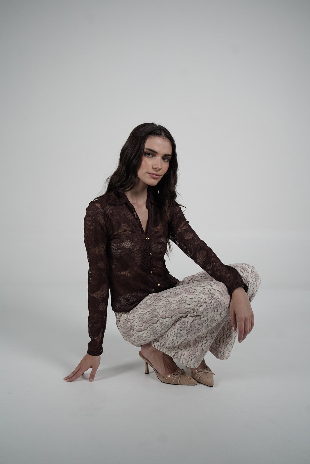 Lace Blouse (Brown)