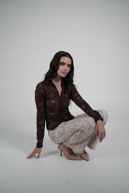 Lace Blouse (Brown)