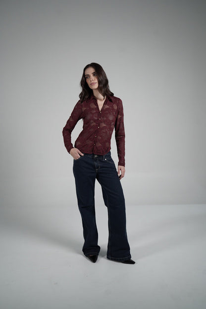 Lace Blouse (Wine)