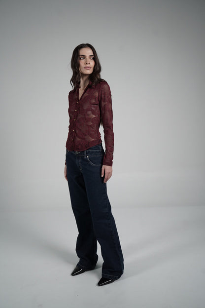 Lace Blouse (Wine)