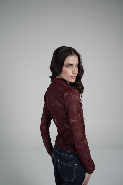 Lace Blouse (Wine)
