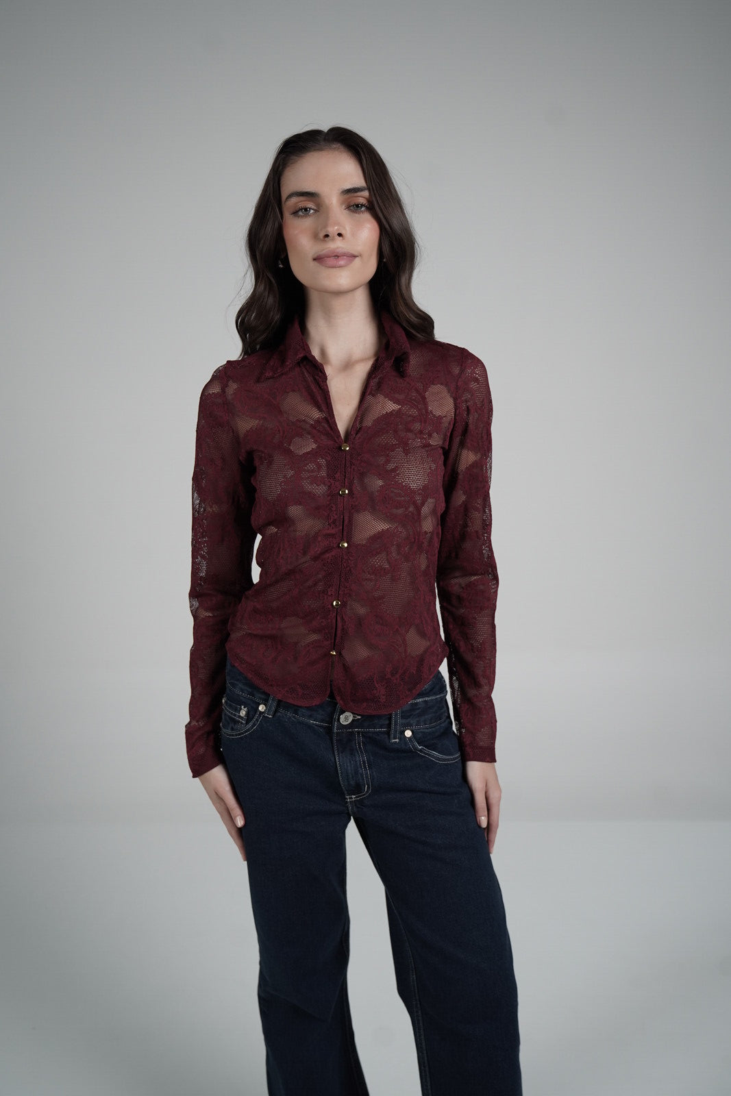 Lace Blouse (Wine)