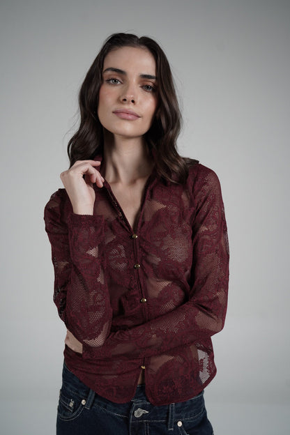 Lace Blouse (Wine)