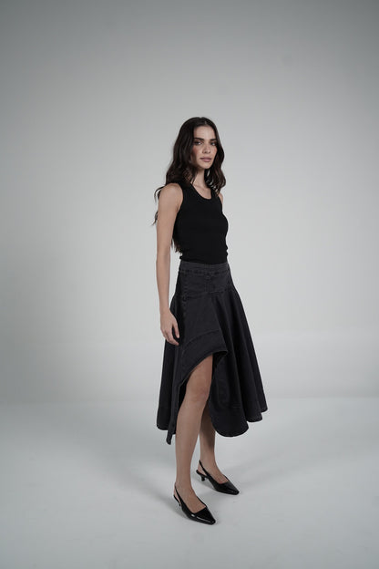 Black asymmetrical skirt