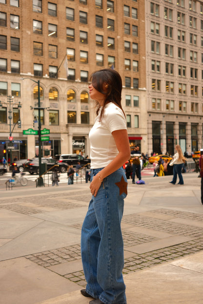 Chunky Leather Star Jeans (PREORDER)