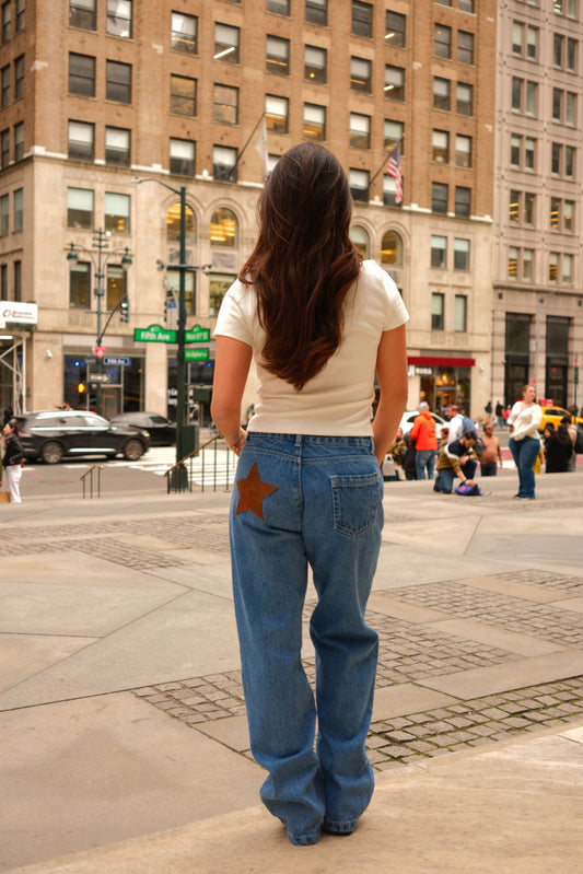Chunky Leather Star Jeans (PREORDER)