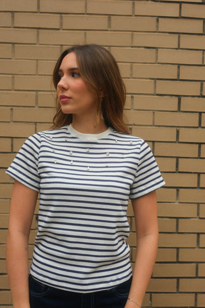 Striped Gem Tee (Blue)