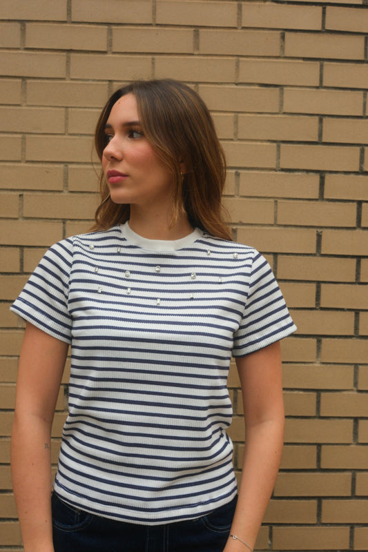 Striped Gem Tee (Blue)