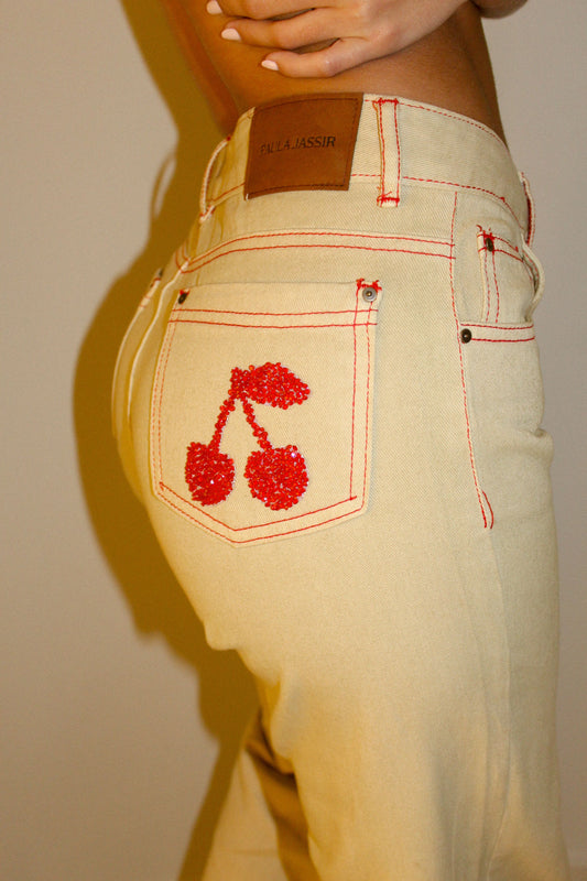Jean beige cerise