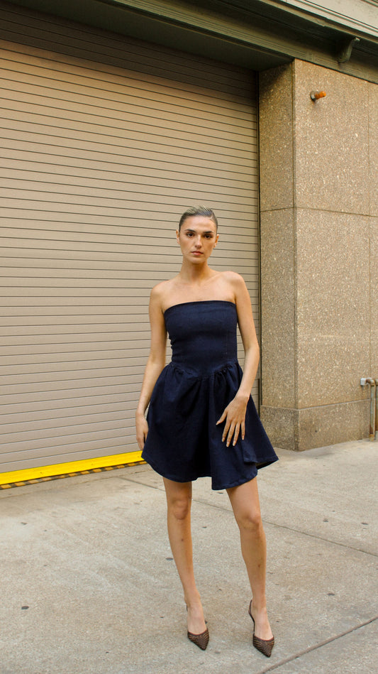 Robe courte indigo