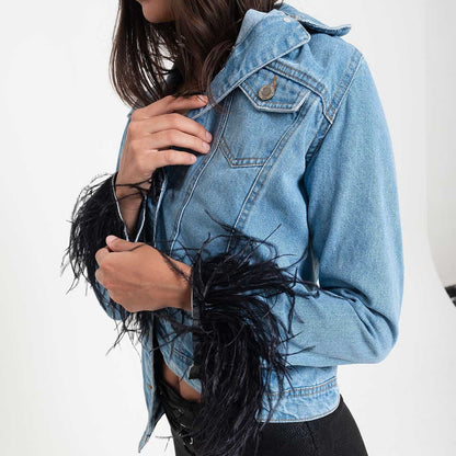 Feathers Denim Jacket