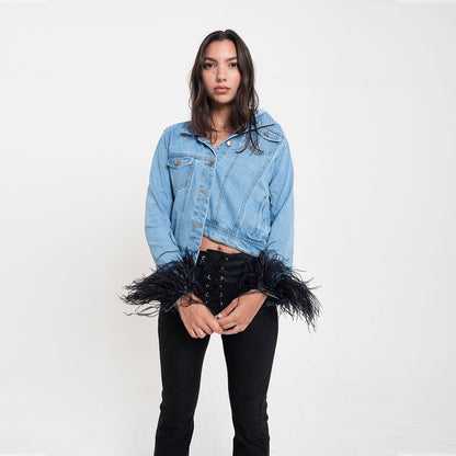 Feathers Denim Jacket