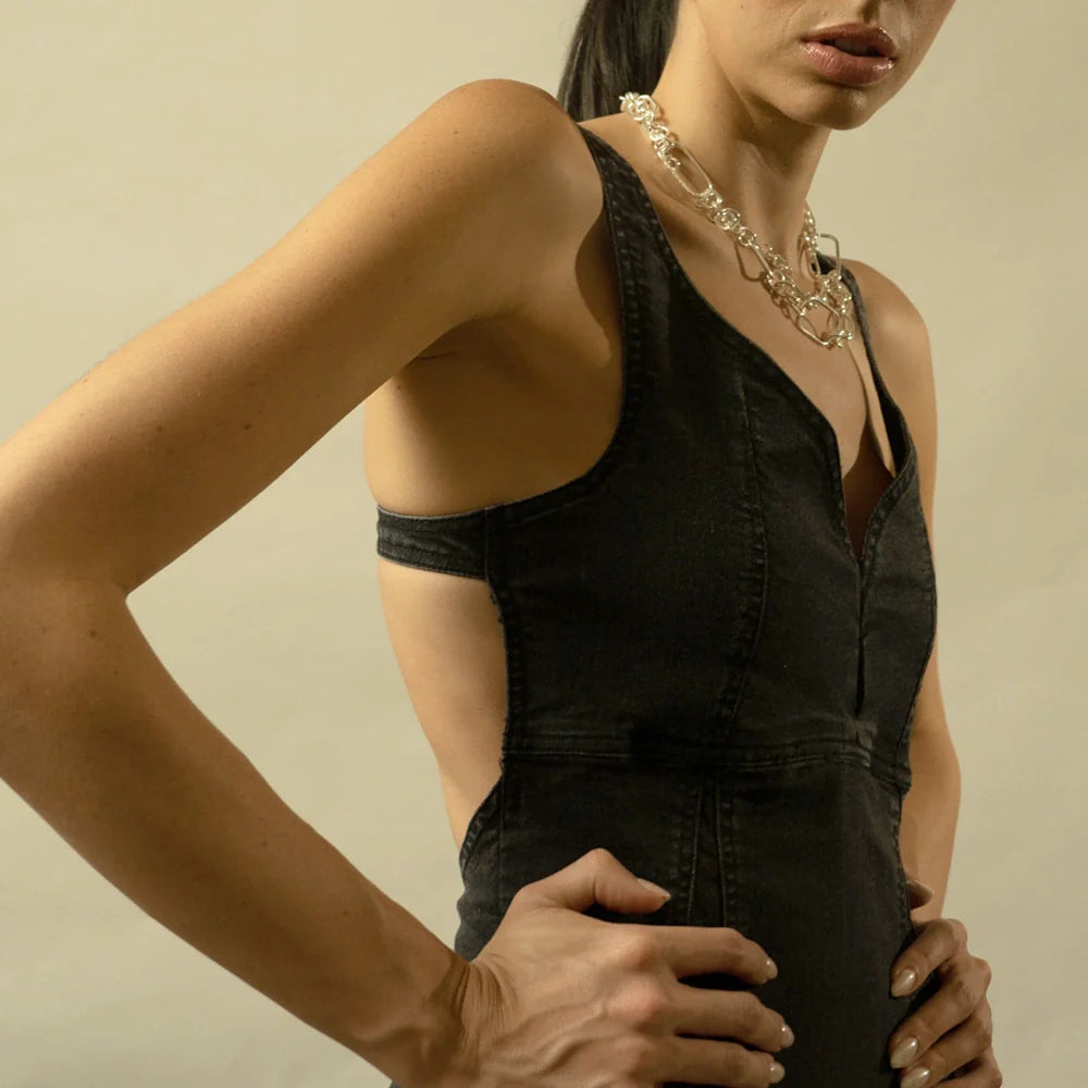 Asymmetrical Denim Dress