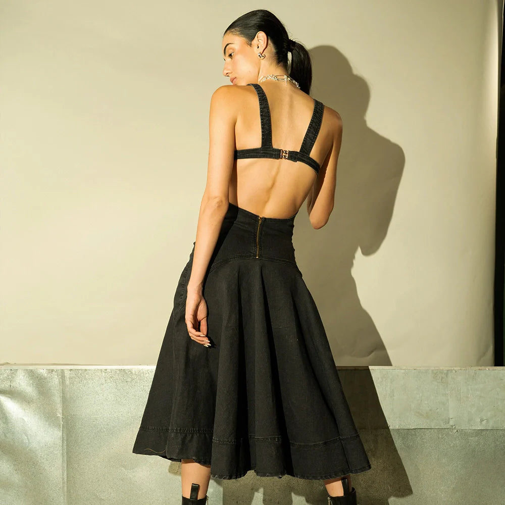 Asymmetrical Denim Dress