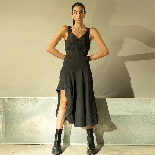 Robe asymétrique en jean