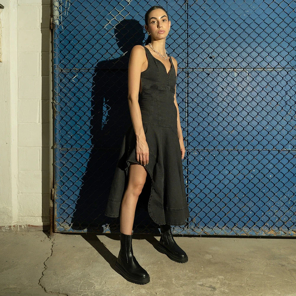 Asymmetrical Denim Dress