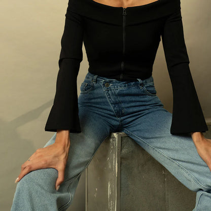 Criss-cross Jeans Ombré